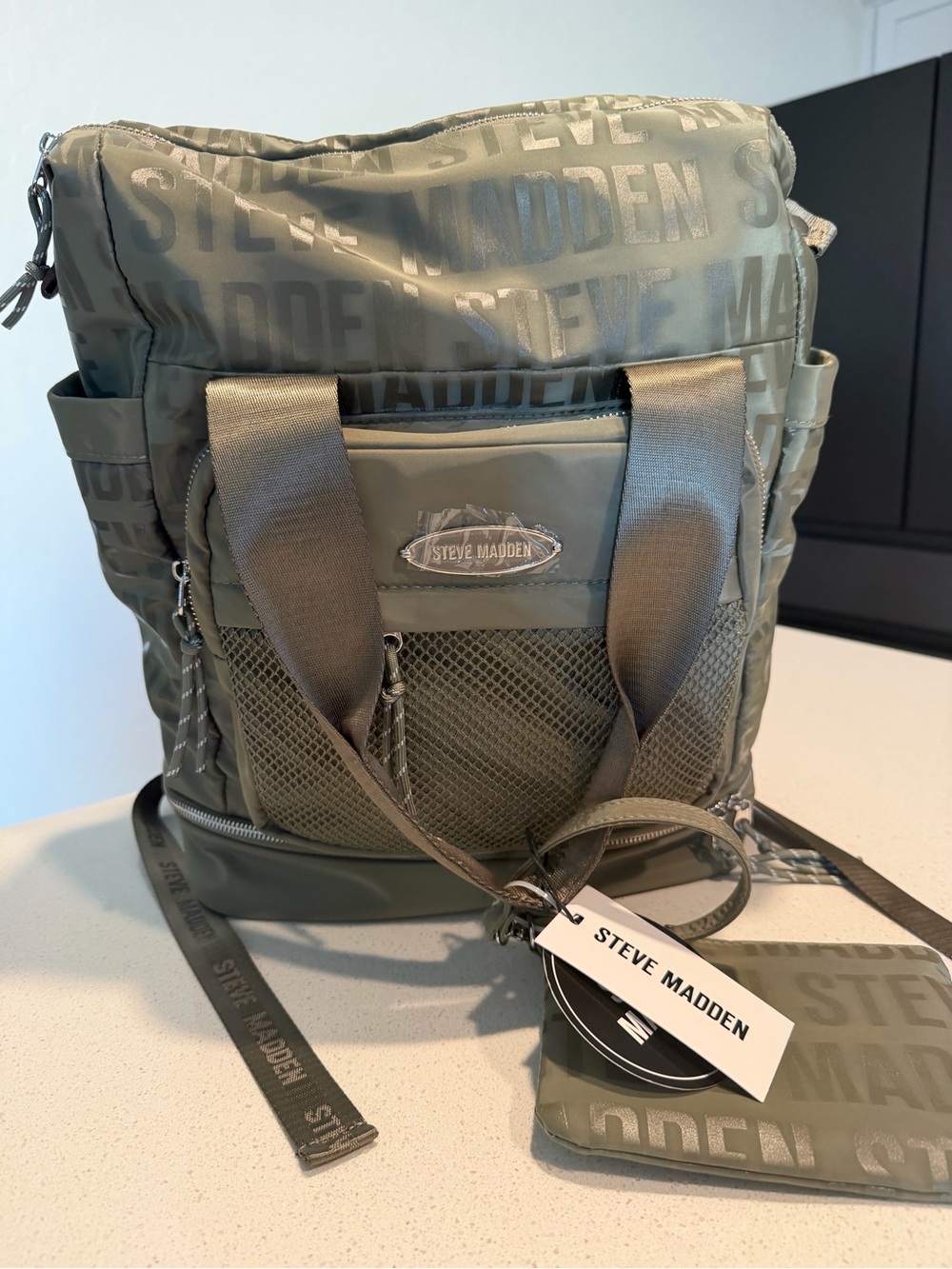Steve Madden Olive Green Convertible Backpack Tote